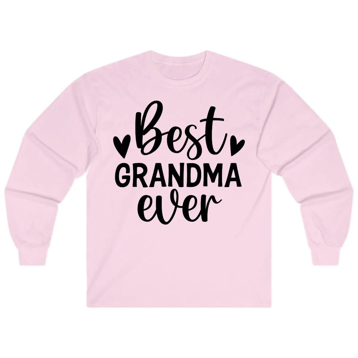 Best Grandma Ever Typography Design Long Sleeve in Light Pink