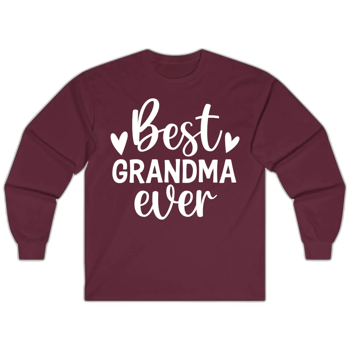 Best Grandma Ever Typography Design Long Sleeve in Maroon