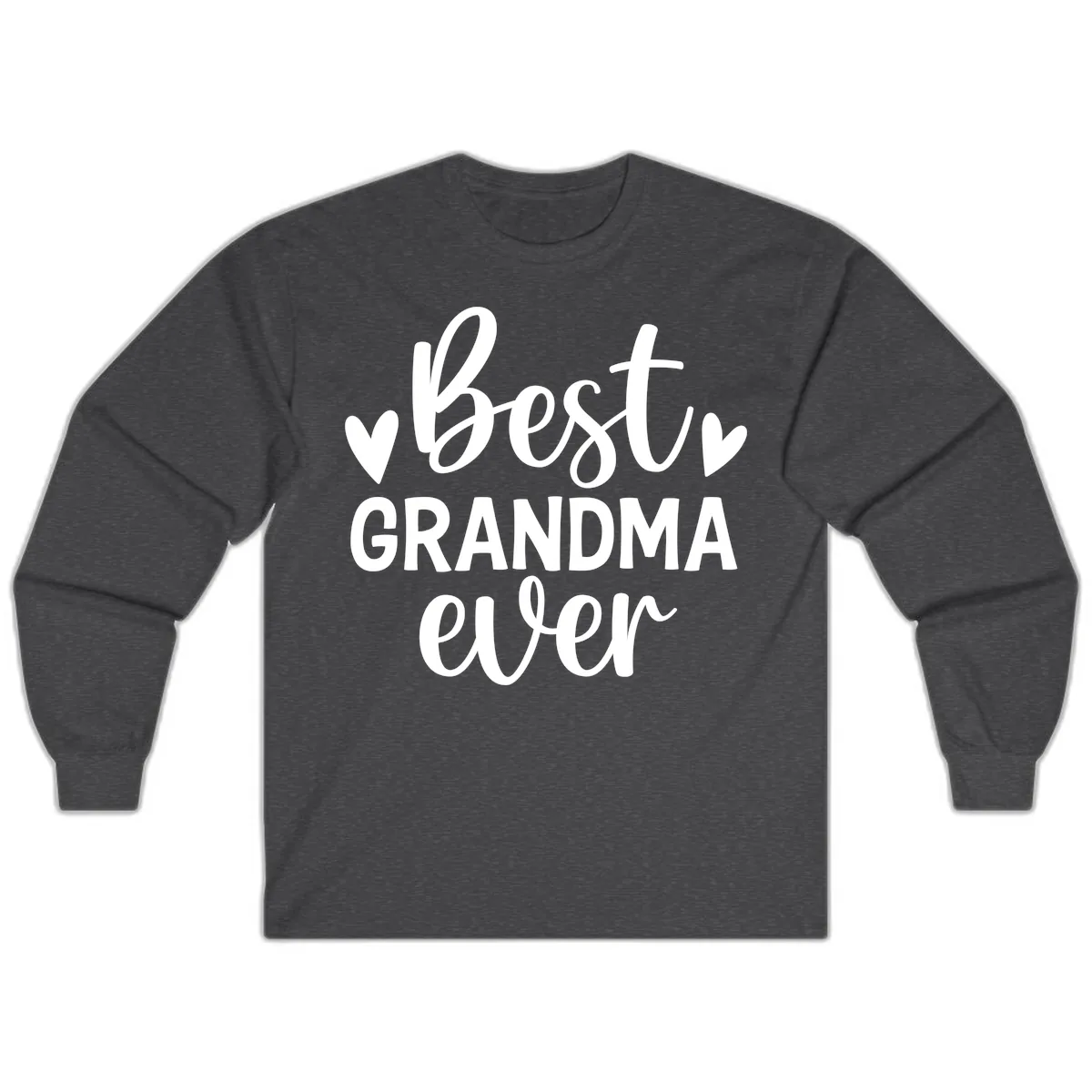 Best Grandma Ever Typography Design Long Sleeve in Dark Heather