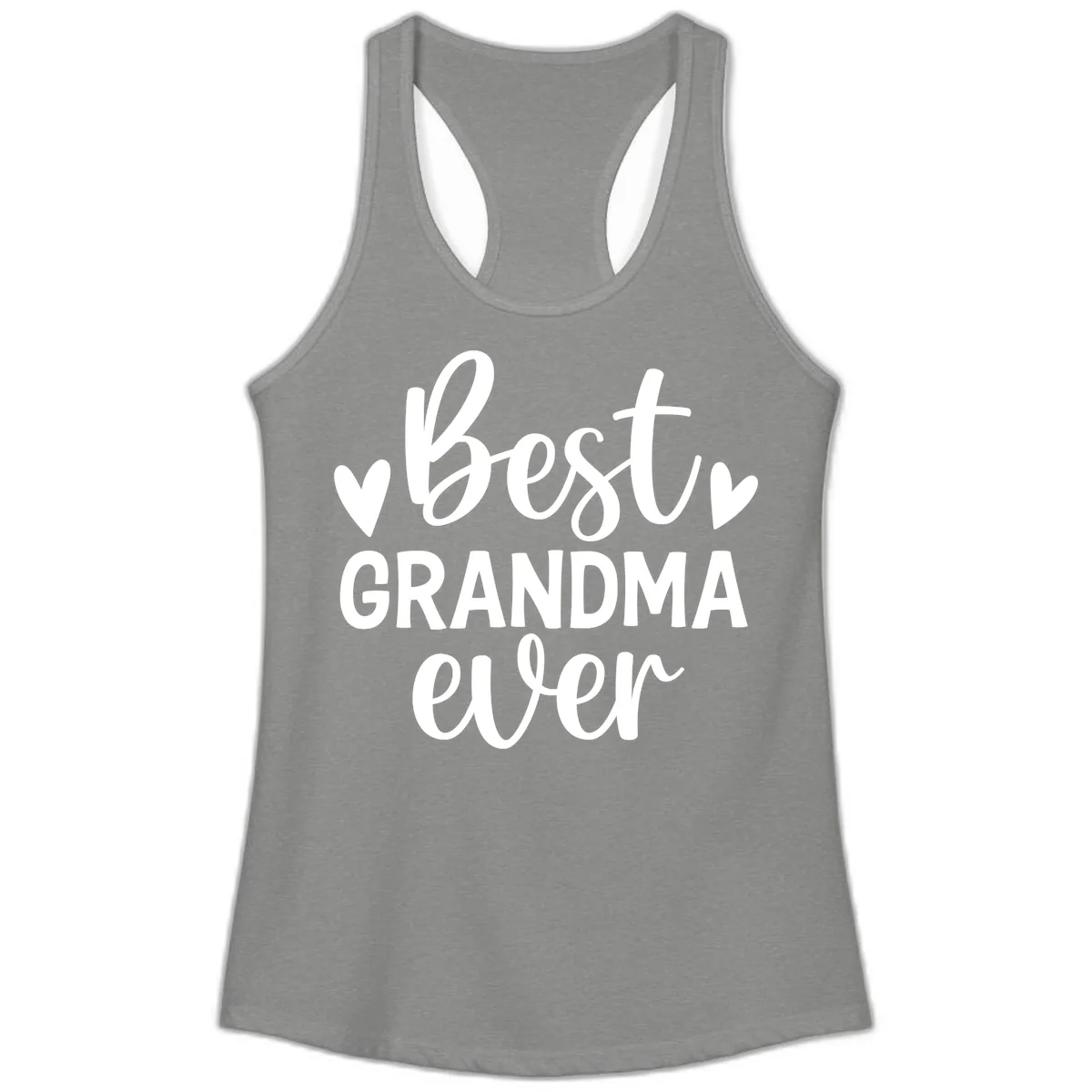 Best Grandma Ever Typography Design Ladies Tank in Heather Grey