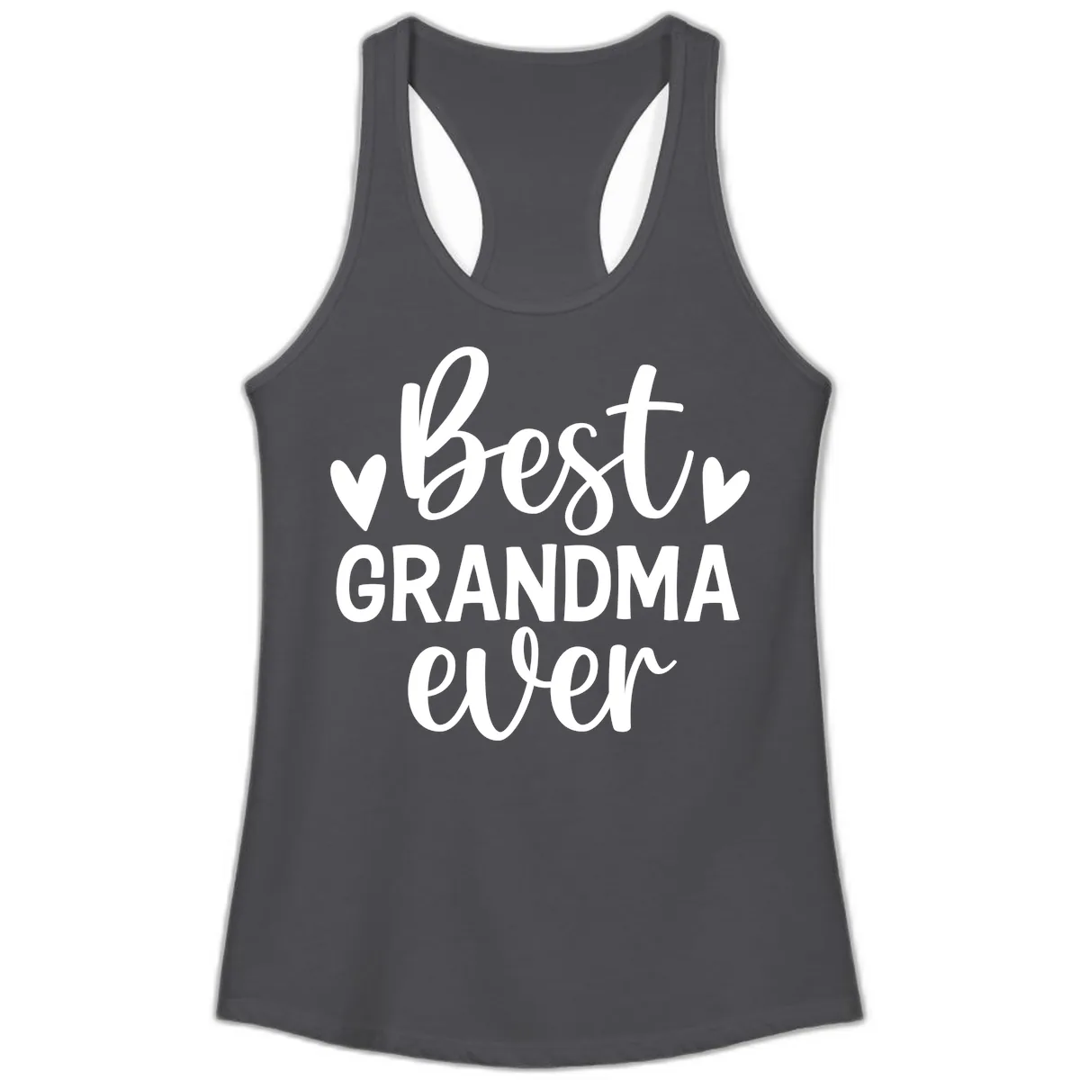Best Grandma Ever Typography Design Ladies Tank in Solid Dark Gray