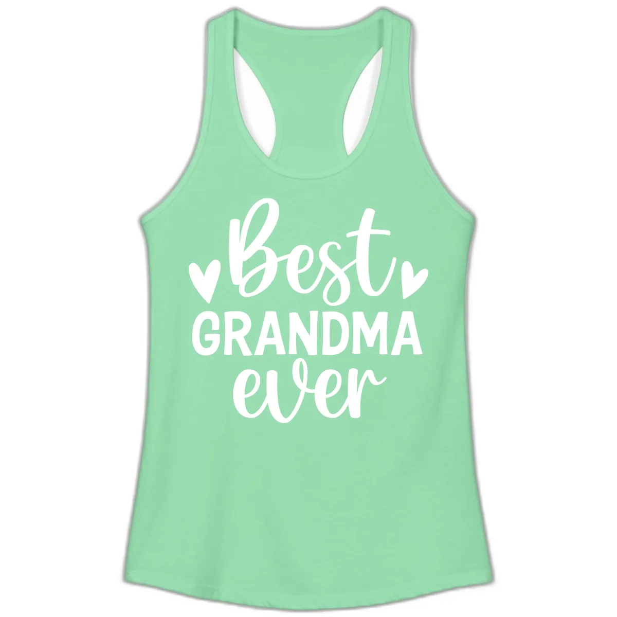 Best Grandma Ever Typography Design Ladies Tank in Solid Mint