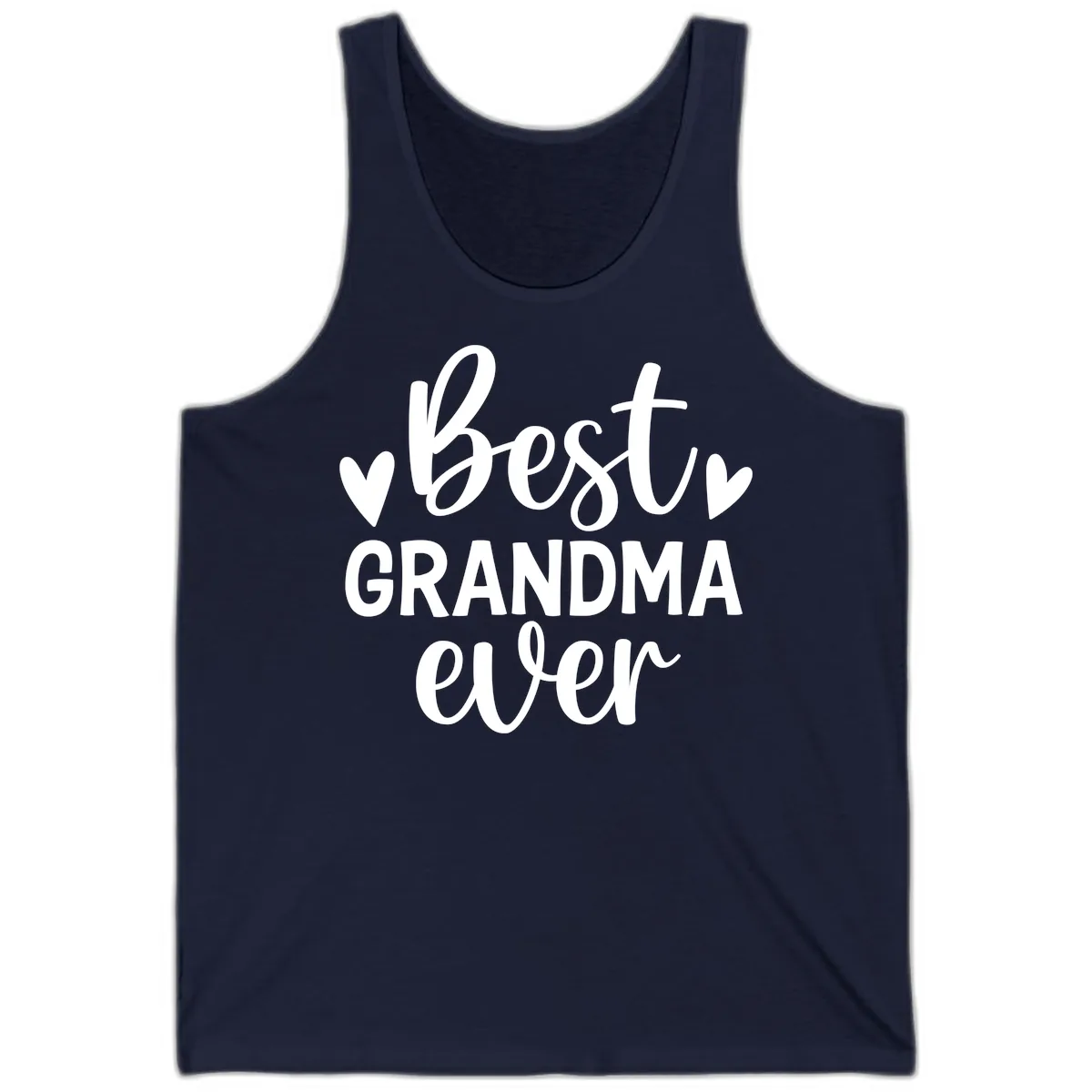 Best Grandma Ever Typography Design Tank in Navy