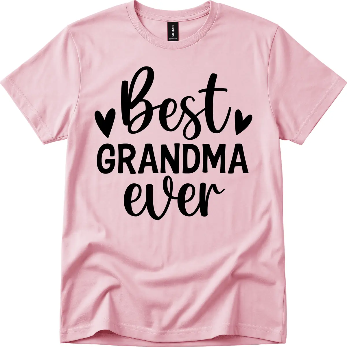 Best Grandma Ever Typography Design T-Shirt in Light Pink