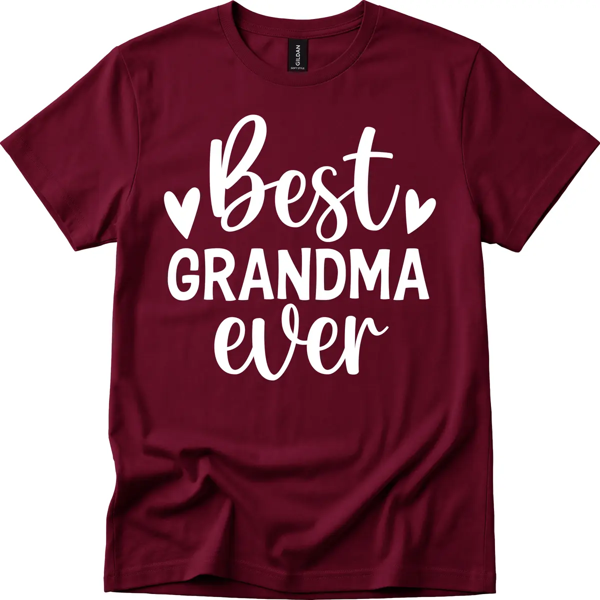 Best Grandma Ever Typography Design T-Shirt in Maroon