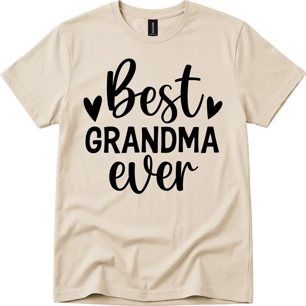 Best Grandma Ever Typography Design T-Shirt in Sand