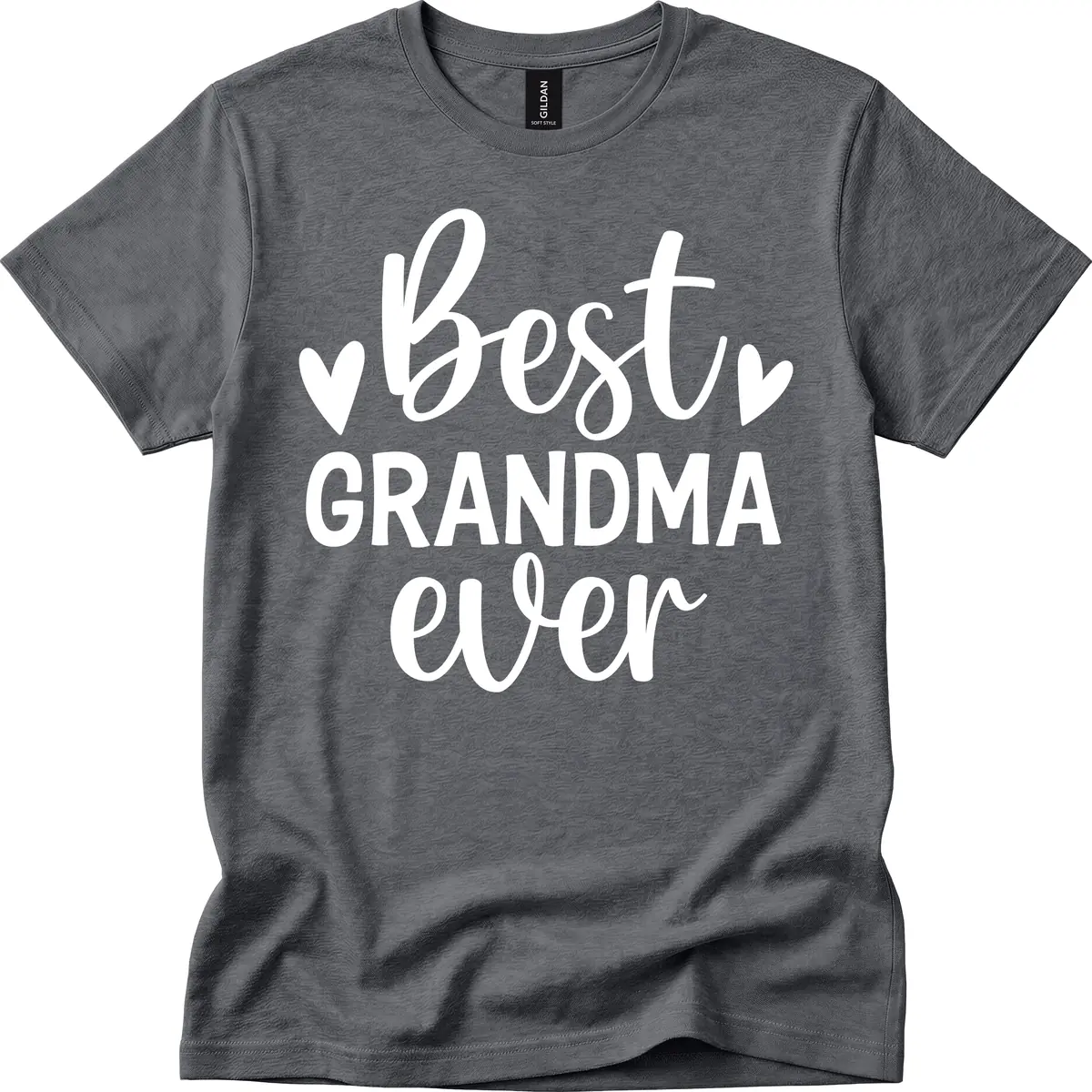Best Grandma Ever Typography Design T-Shirt in Dark Heather