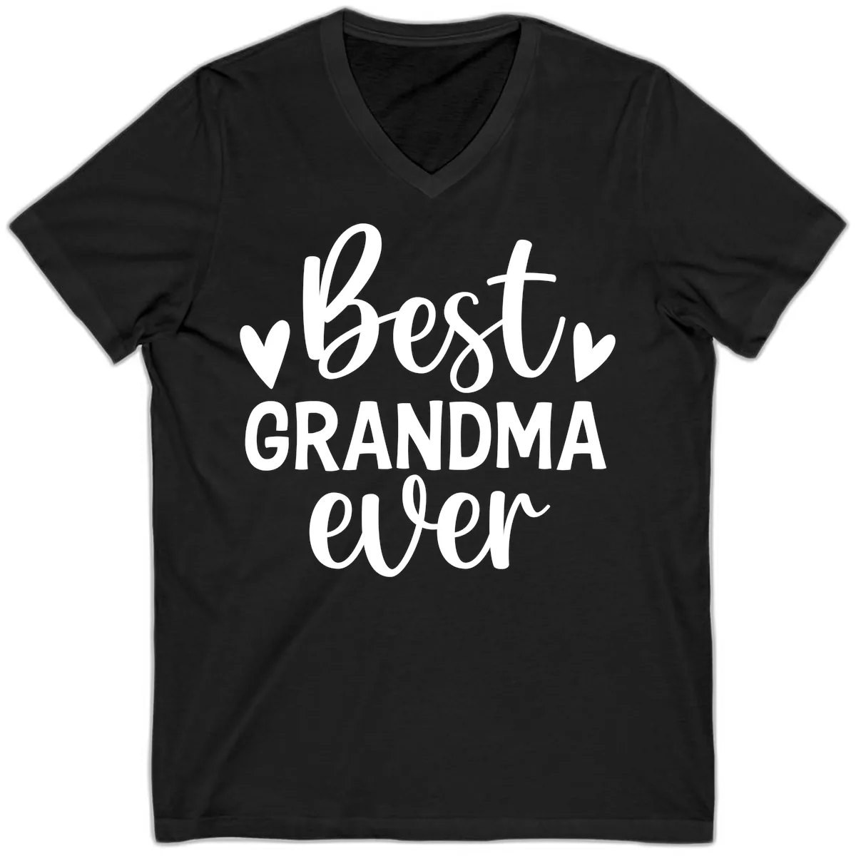 Best Grandma Ever Typography Design V-Neck in Black