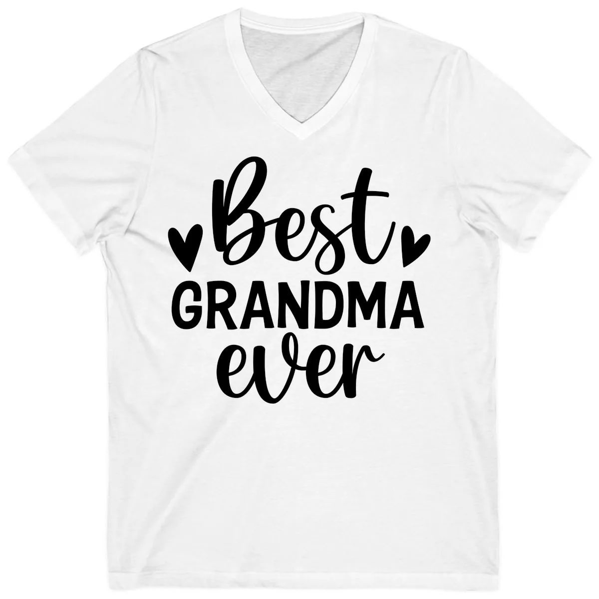 Best Grandma Ever Typography Design V-Neck in White