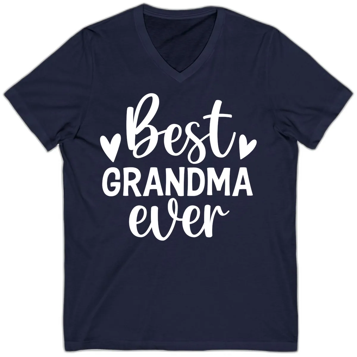Best Grandma Ever Typography Design V-Neck in Navy