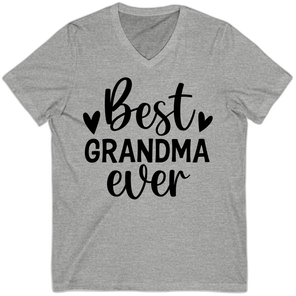 Best Grandma Ever Typography Design V-Neck in Athletic Heather
