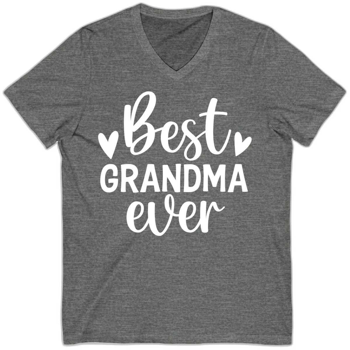 Best Grandma Ever Typography Design V-Neck in Deep Heather