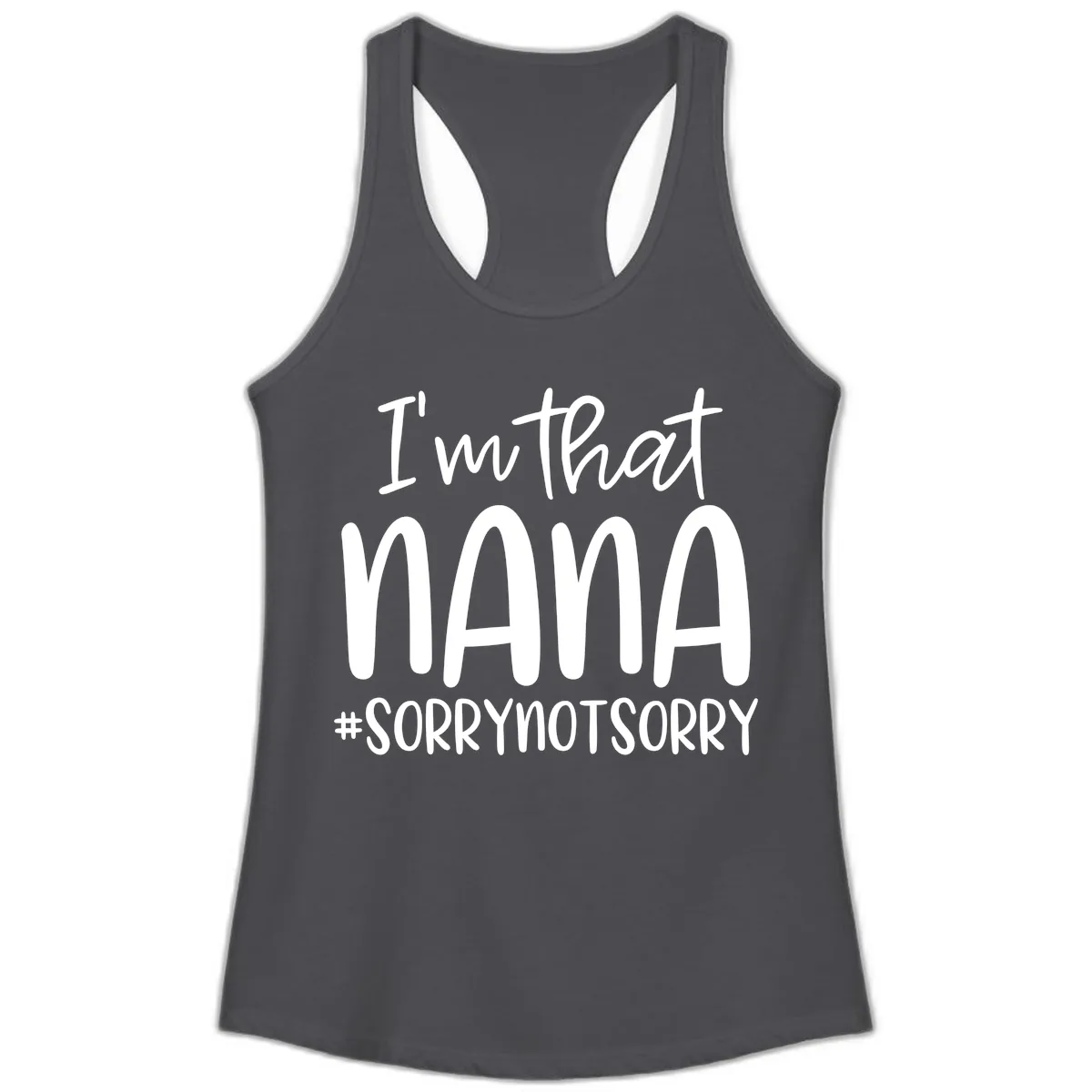 I'm That Nana Sorry Not Sorry Ladies Tank in Solid Dark Gray
