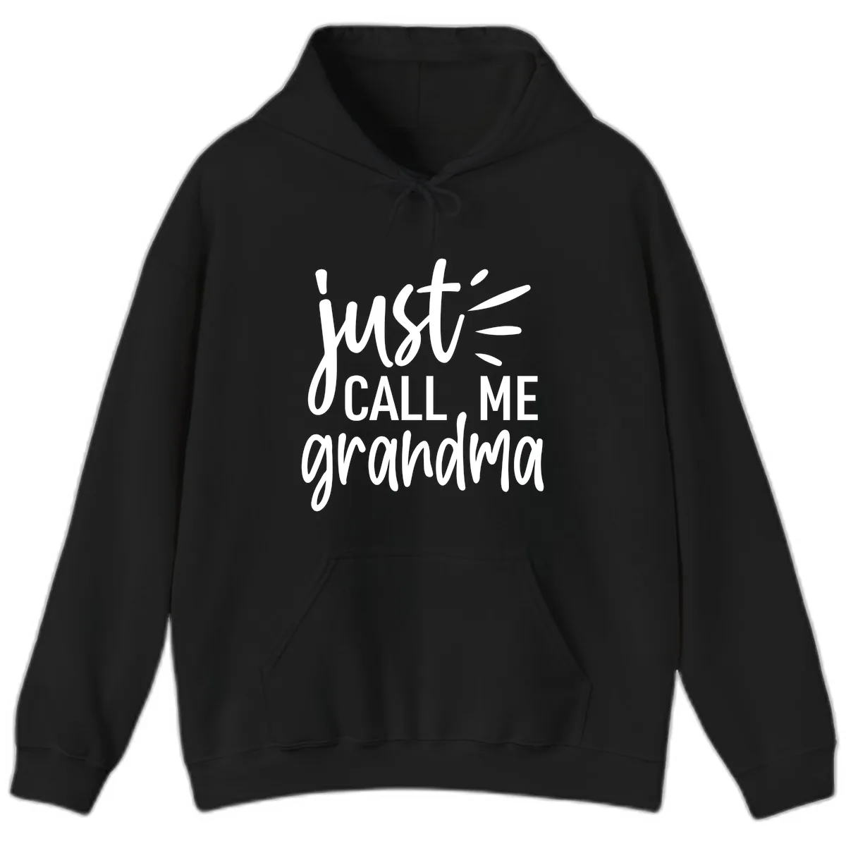 Just Call Me Grandma Typography Hoodie in Black