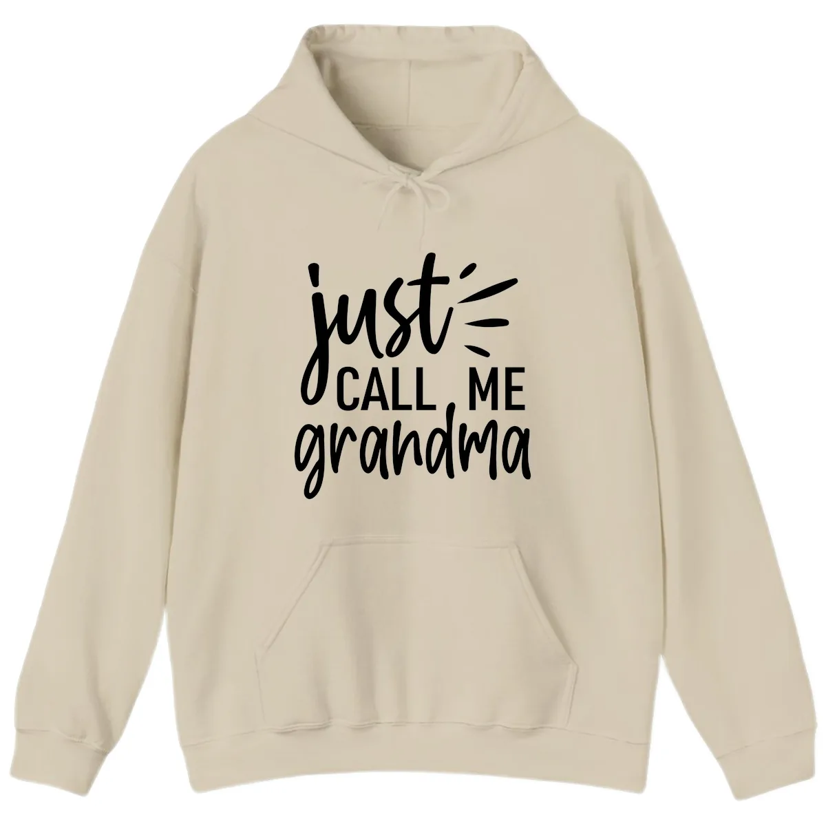 Just Call Me Grandma Typography Hoodie in Sand
