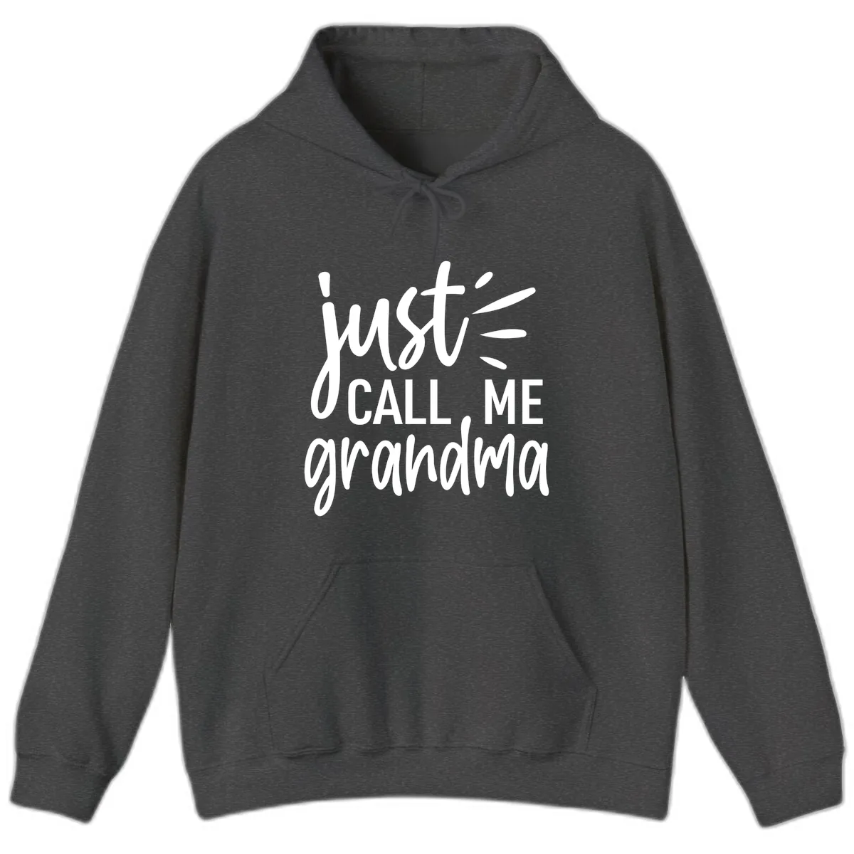 Just Call Me Grandma Typography Hoodie in Dark Heather
