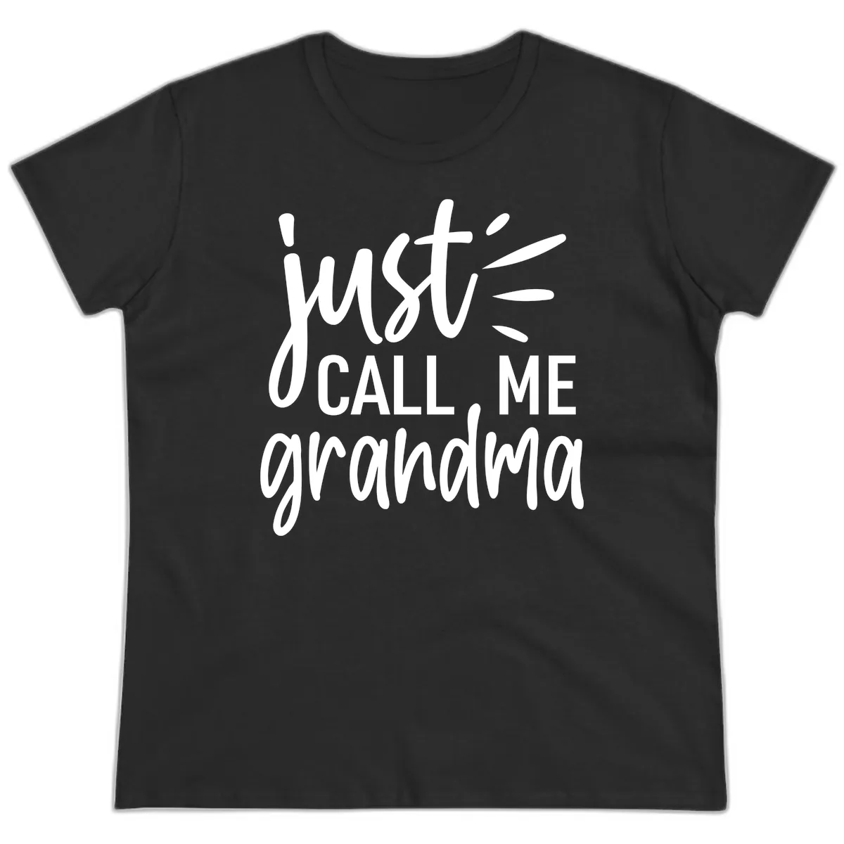 Just Call Me Grandma Typography Ladies Tee in Black
