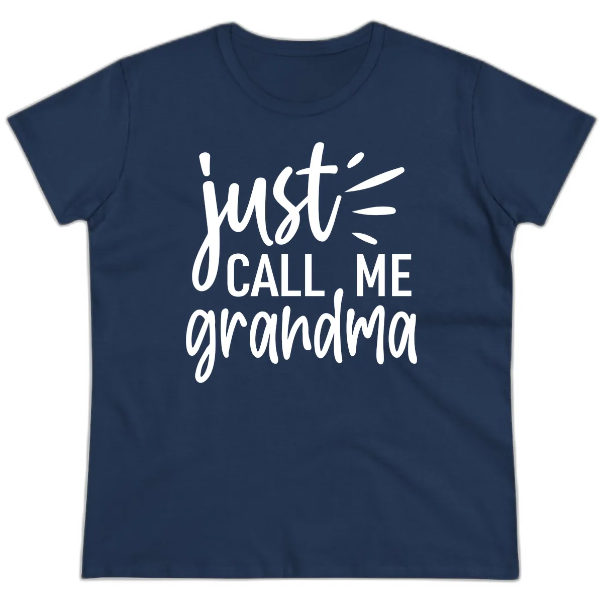 Just Call Me Grandma Typography Ladies Tee in Navy