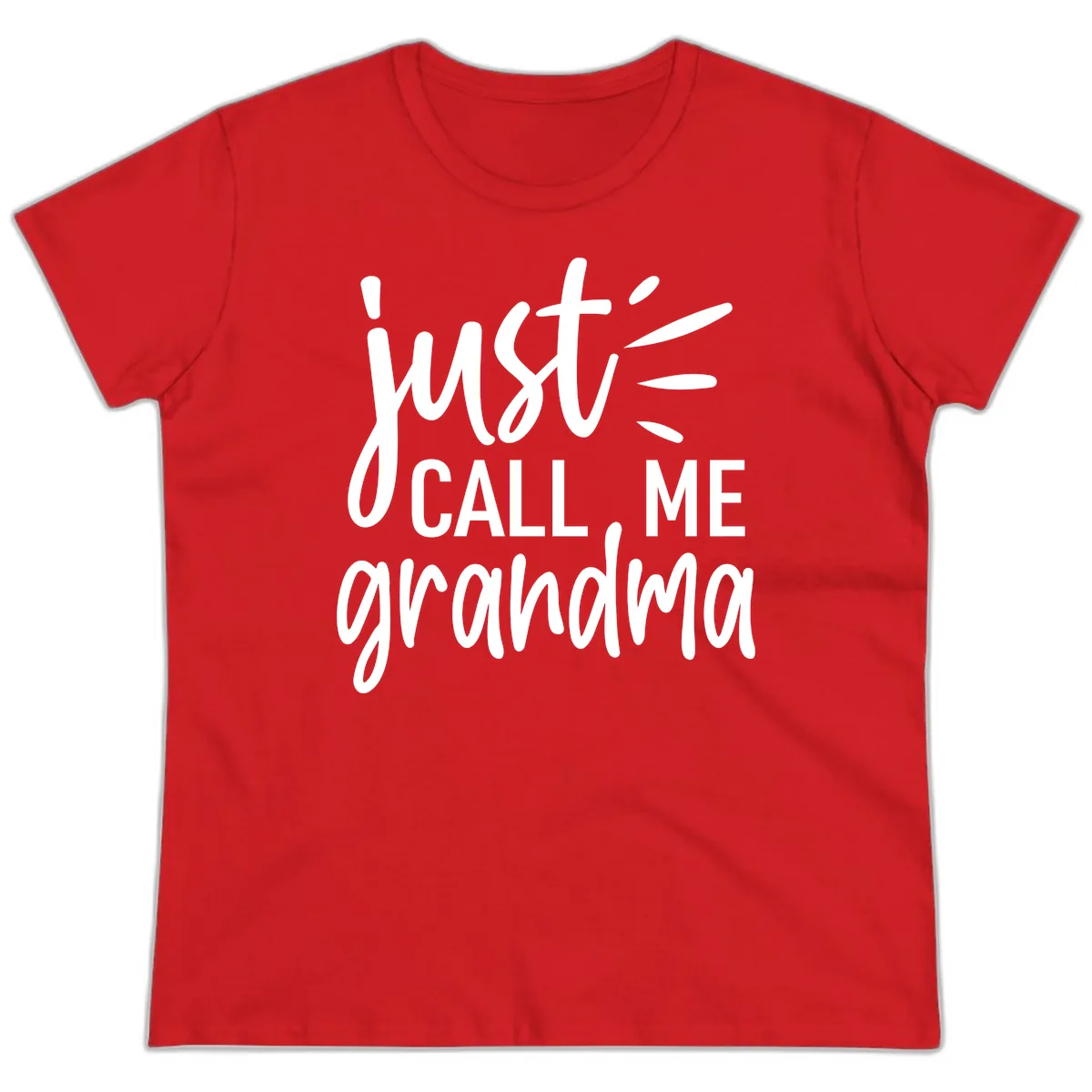 Just Call Me Grandma Typography Ladies Tee in Red
