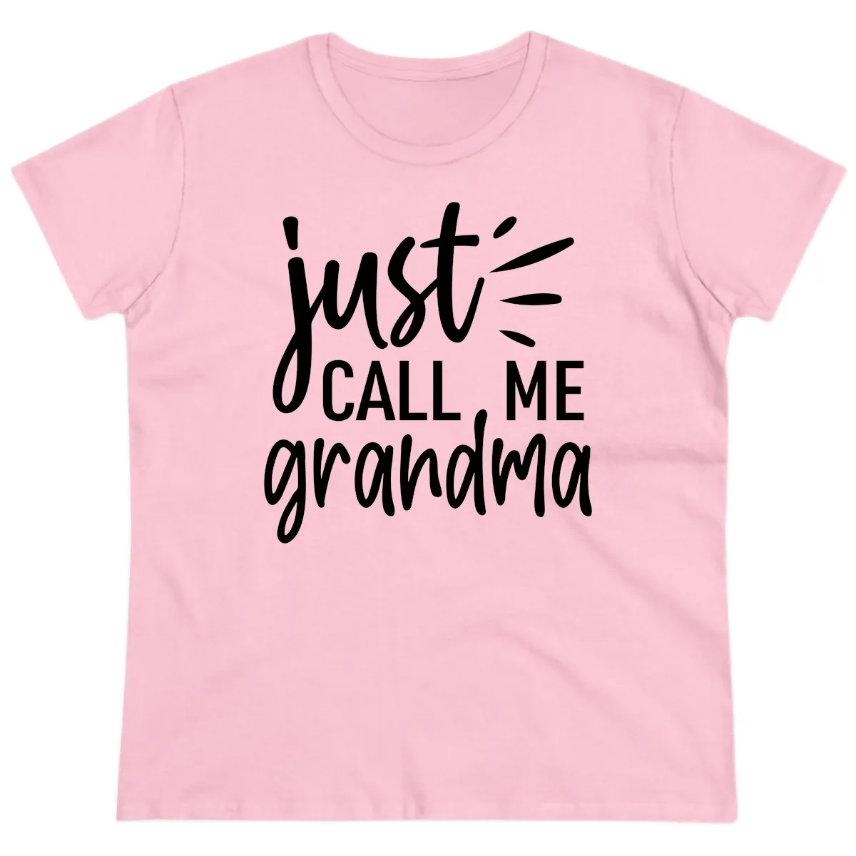 Just Call Me Grandma Typography Ladies Tee in Light Pink