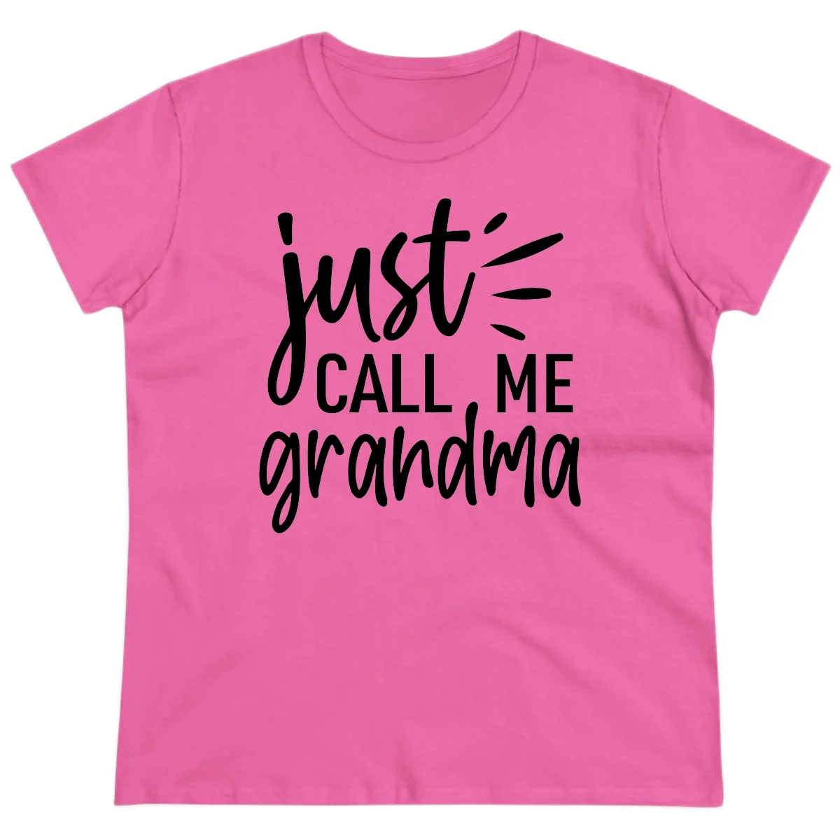 Just Call Me Grandma Typography Ladies Tee in Azalea