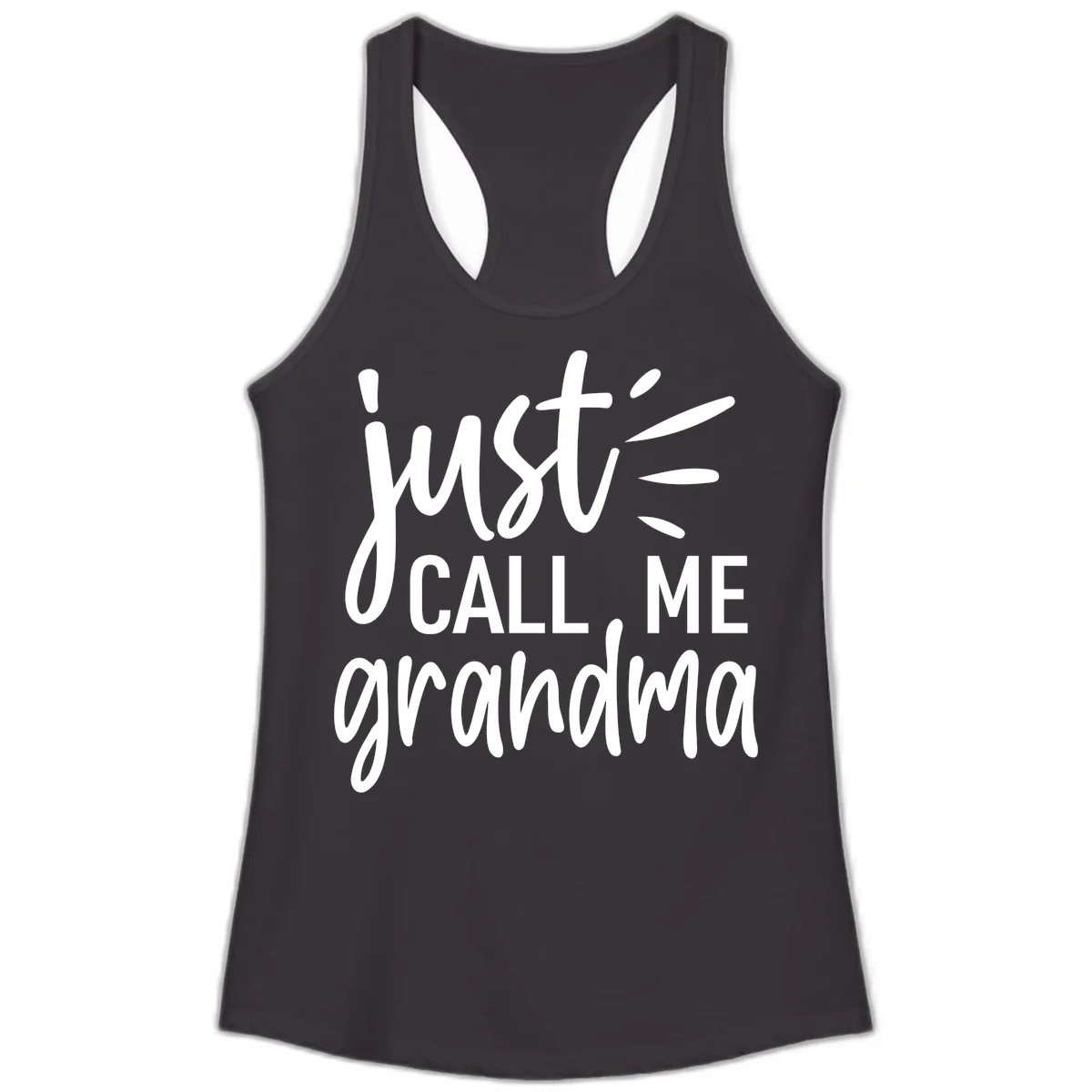Just Call Me Grandma Typography Ladies Tank in Black