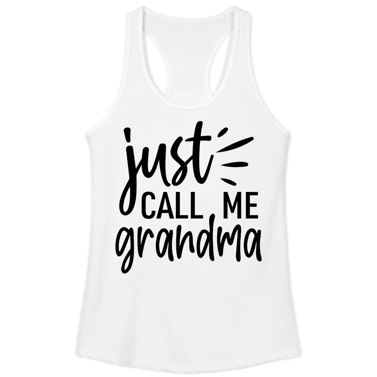 Just Call Me Grandma Typography Ladies Tank in White