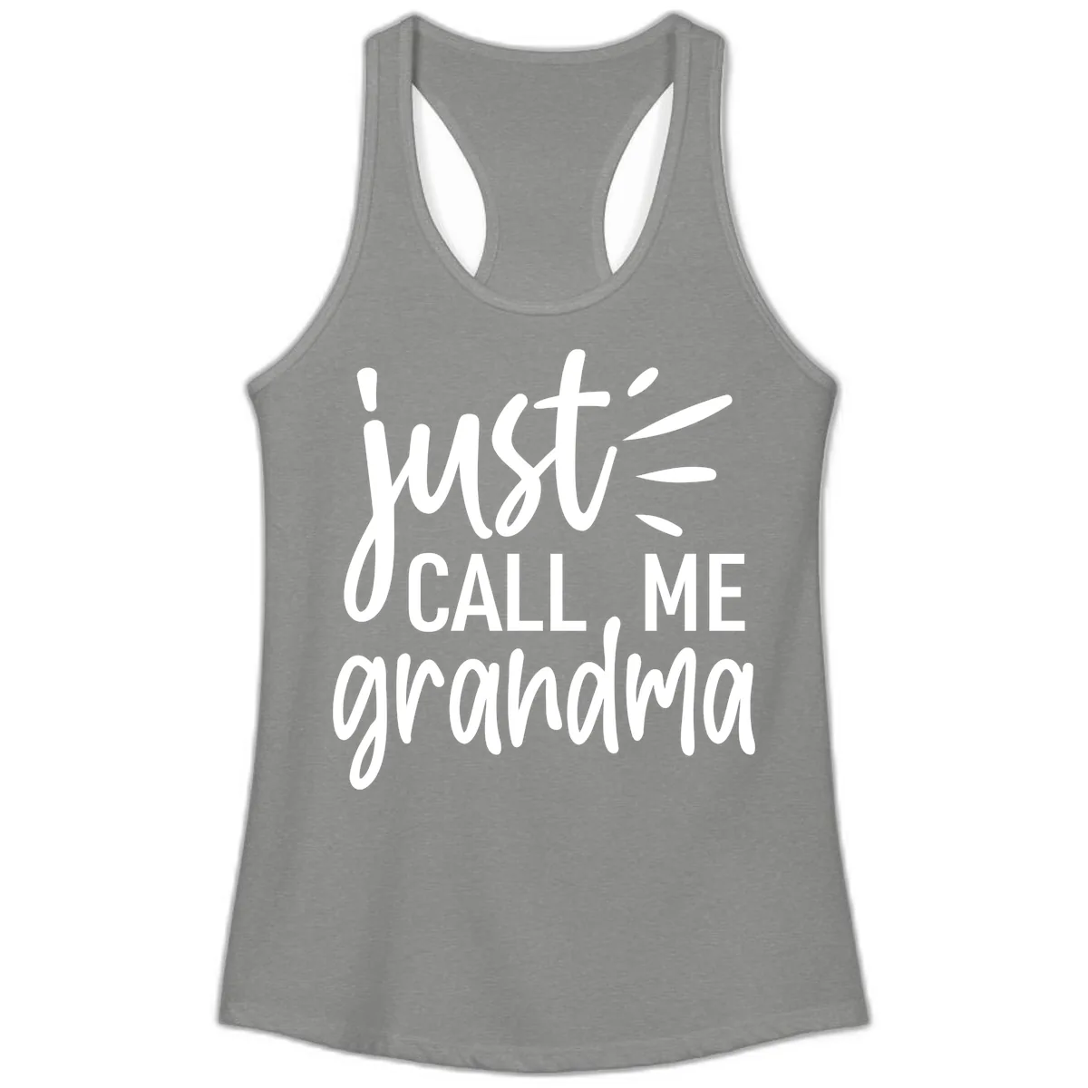 Just Call Me Grandma Typography Ladies Tank in Heather Grey