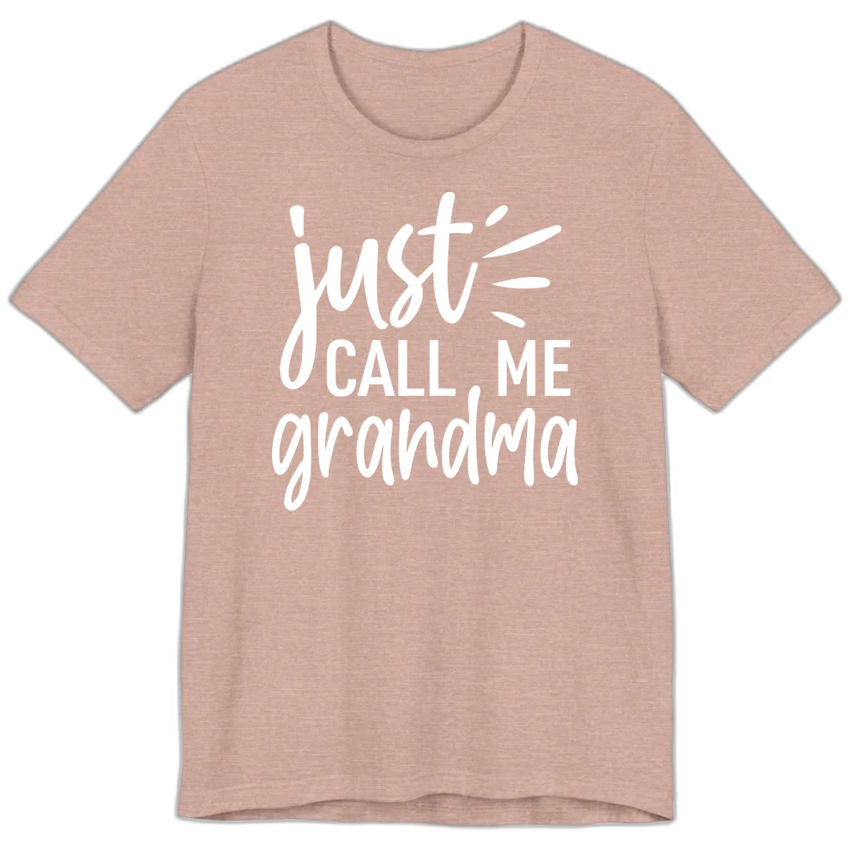 Just Call Me Grandma Typography Premium T-Shirt in Heather Prism Peach