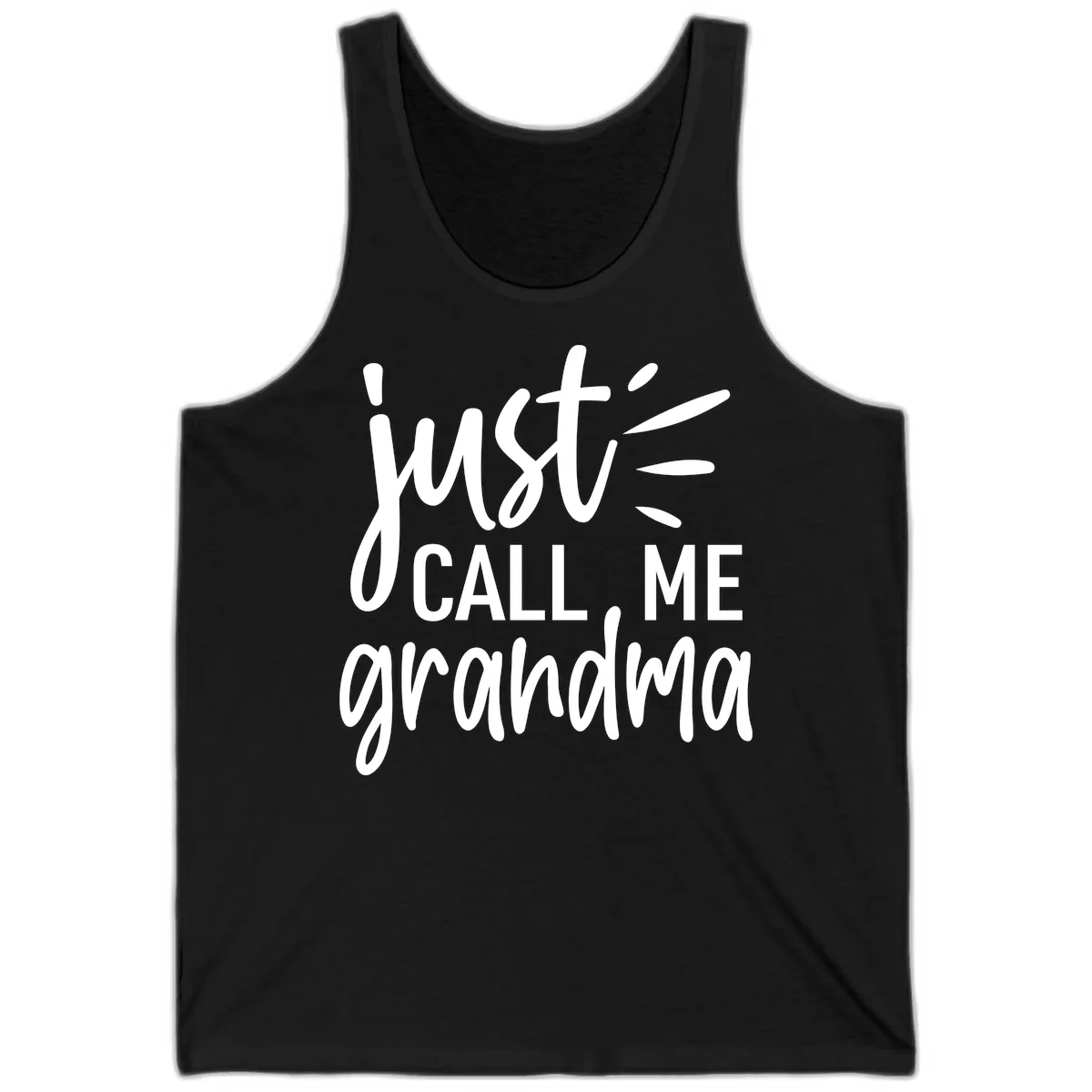 Just Call Me Grandma Typography Tank in Black