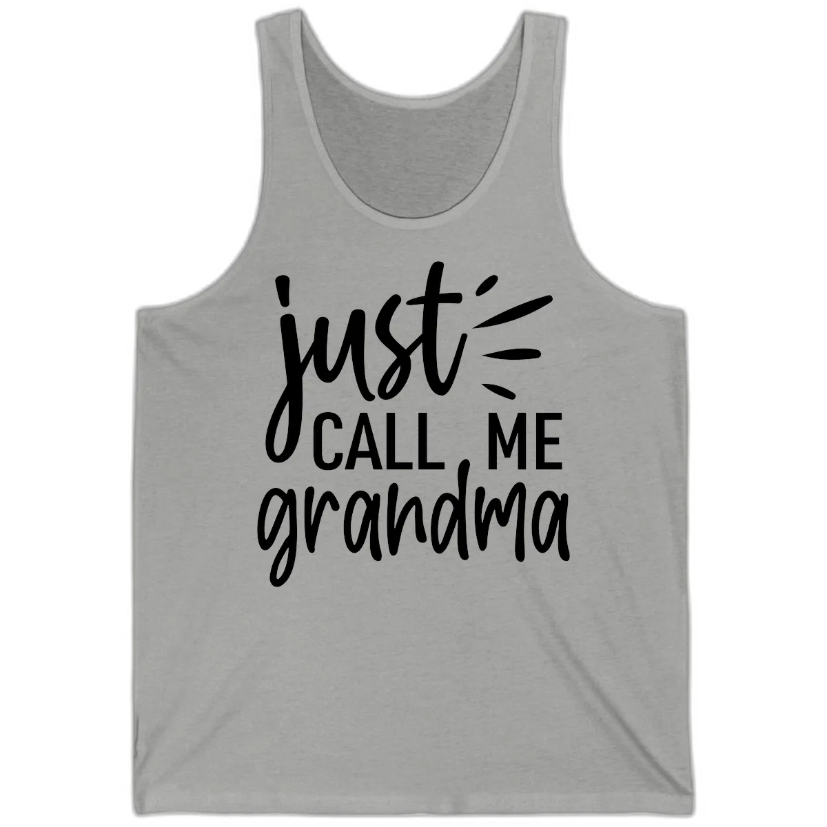 Just Call Me Grandma Typography Tank in Athletic Heather