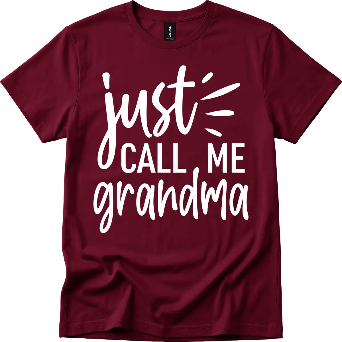 Just Call Me Grandma Typography T-Shirt in Maroon