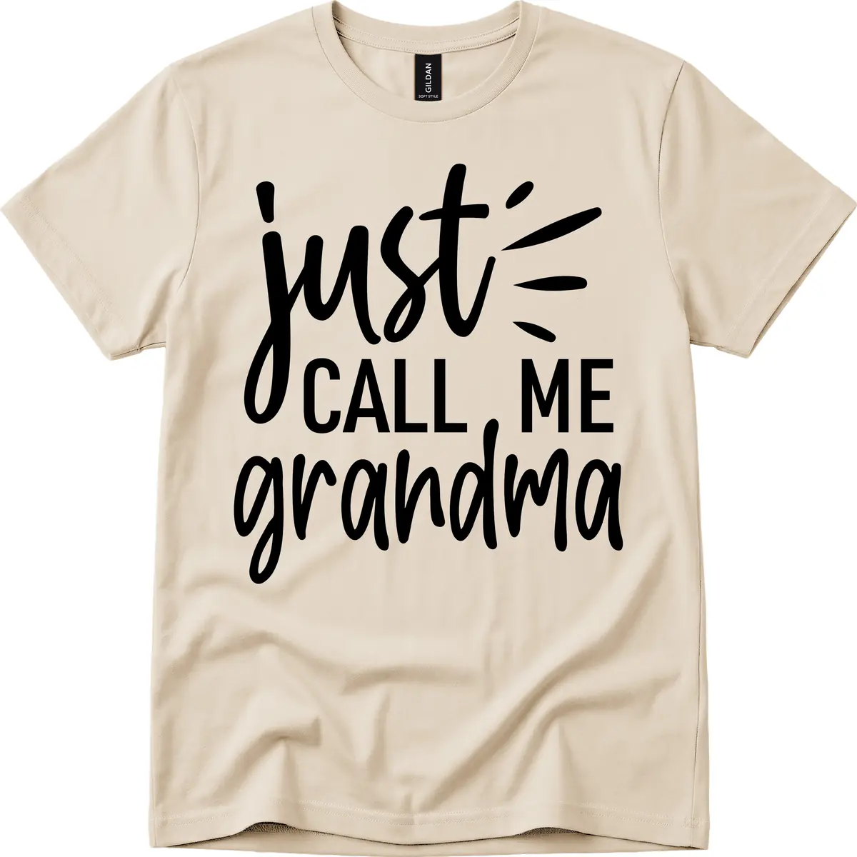 Just Call Me Grandma Typography T-Shirt in Sand