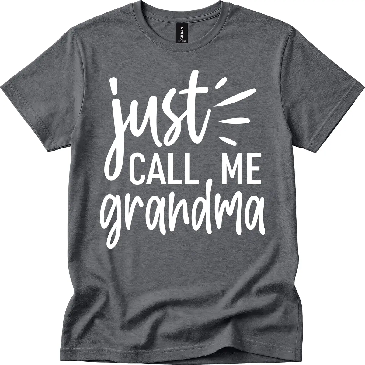 Just Call Me Grandma Typography T-Shirt in Dark Heather