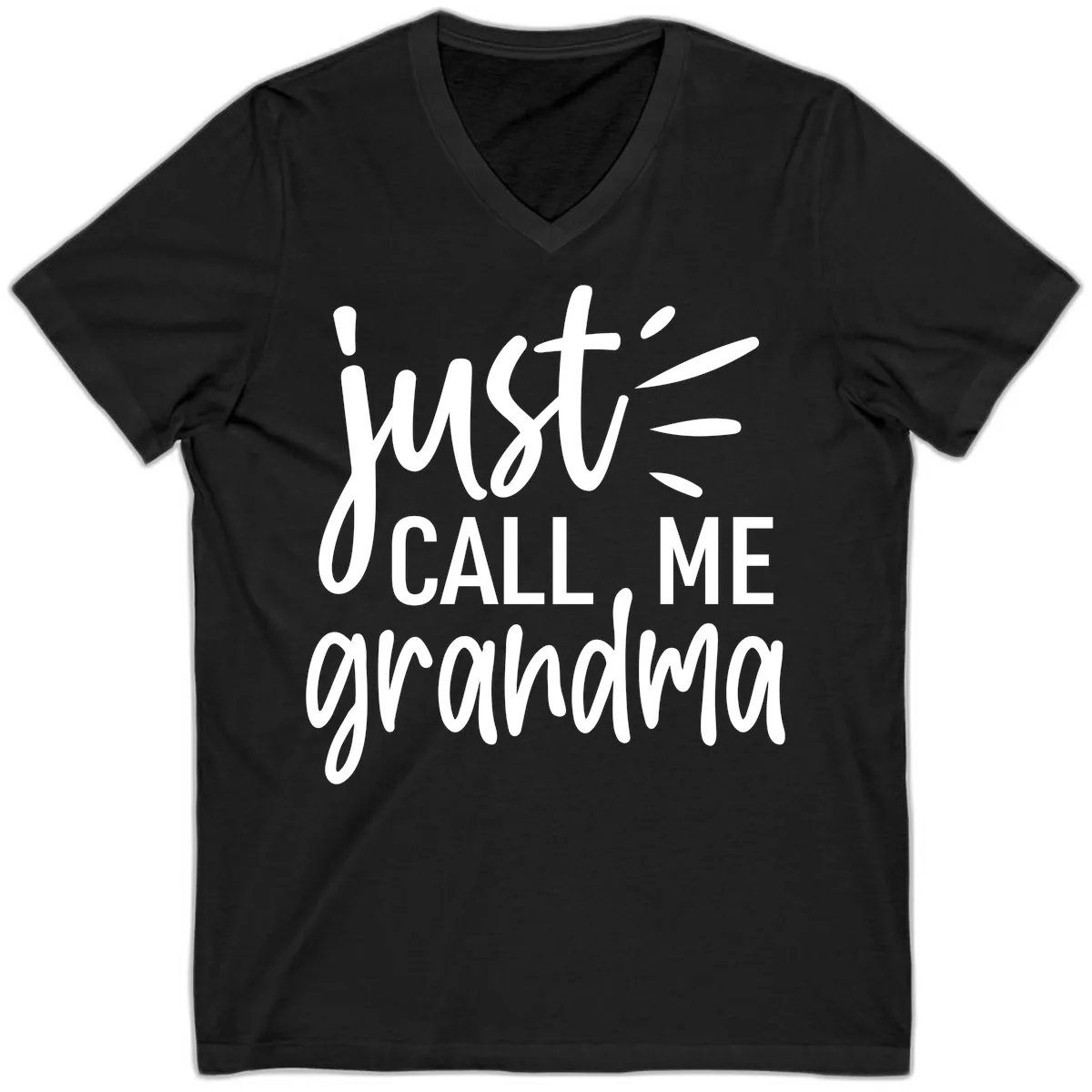 Just Call Me Grandma Typography V-Neck in Black