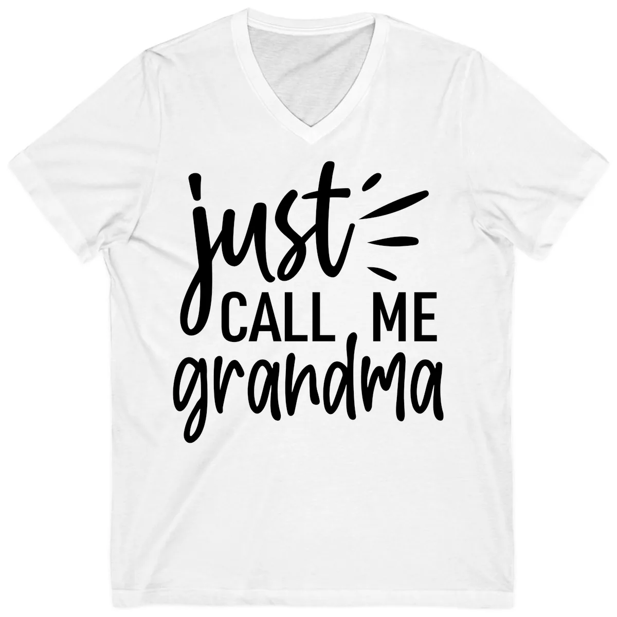 Just Call Me Grandma Typography V-Neck in White