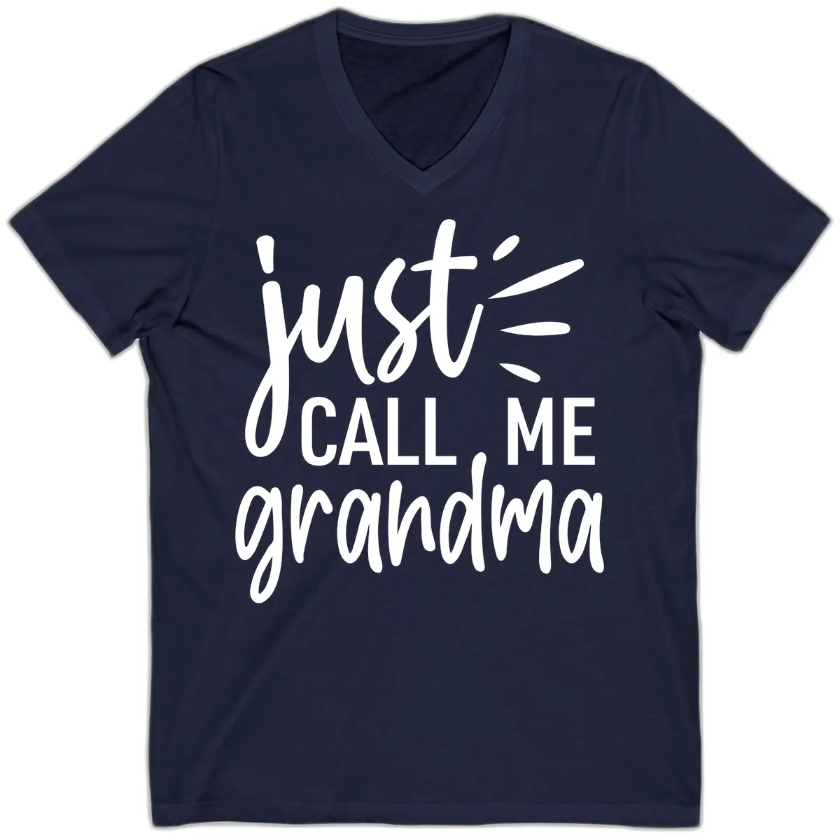 Just Call Me Grandma Typography V-Neck in Navy