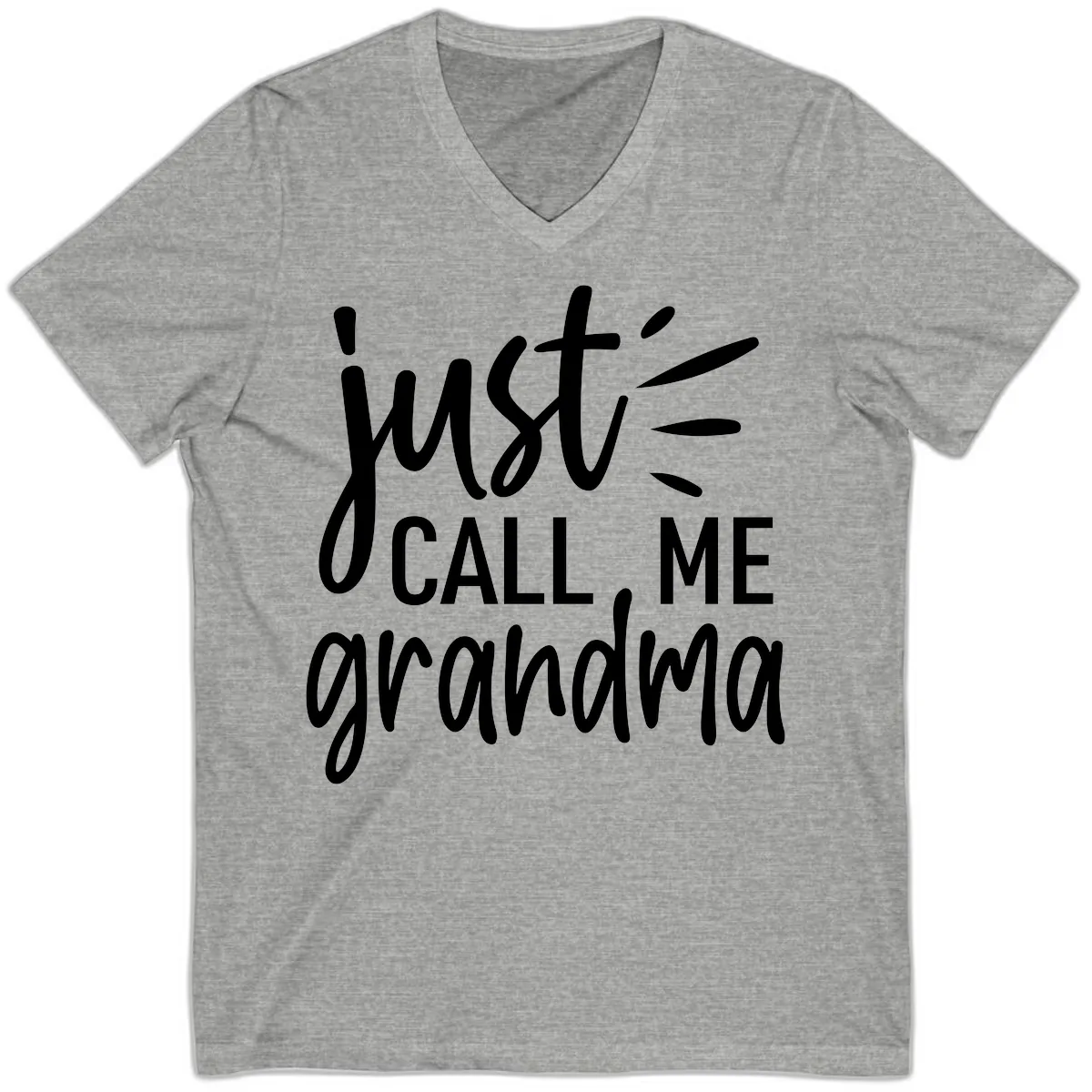 Just Call Me Grandma Typography V-Neck in Athletic Heather