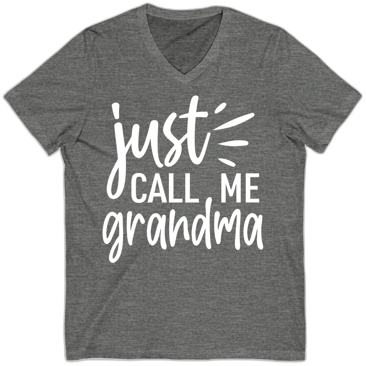 Just Call Me Grandma Typography V-Neck in Deep Heather