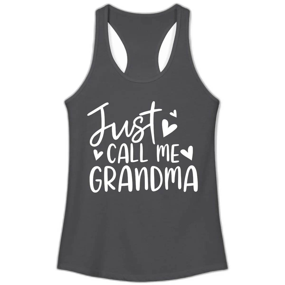 Just Call Me Grandma Ladies Tank in Solid Dark Gray
