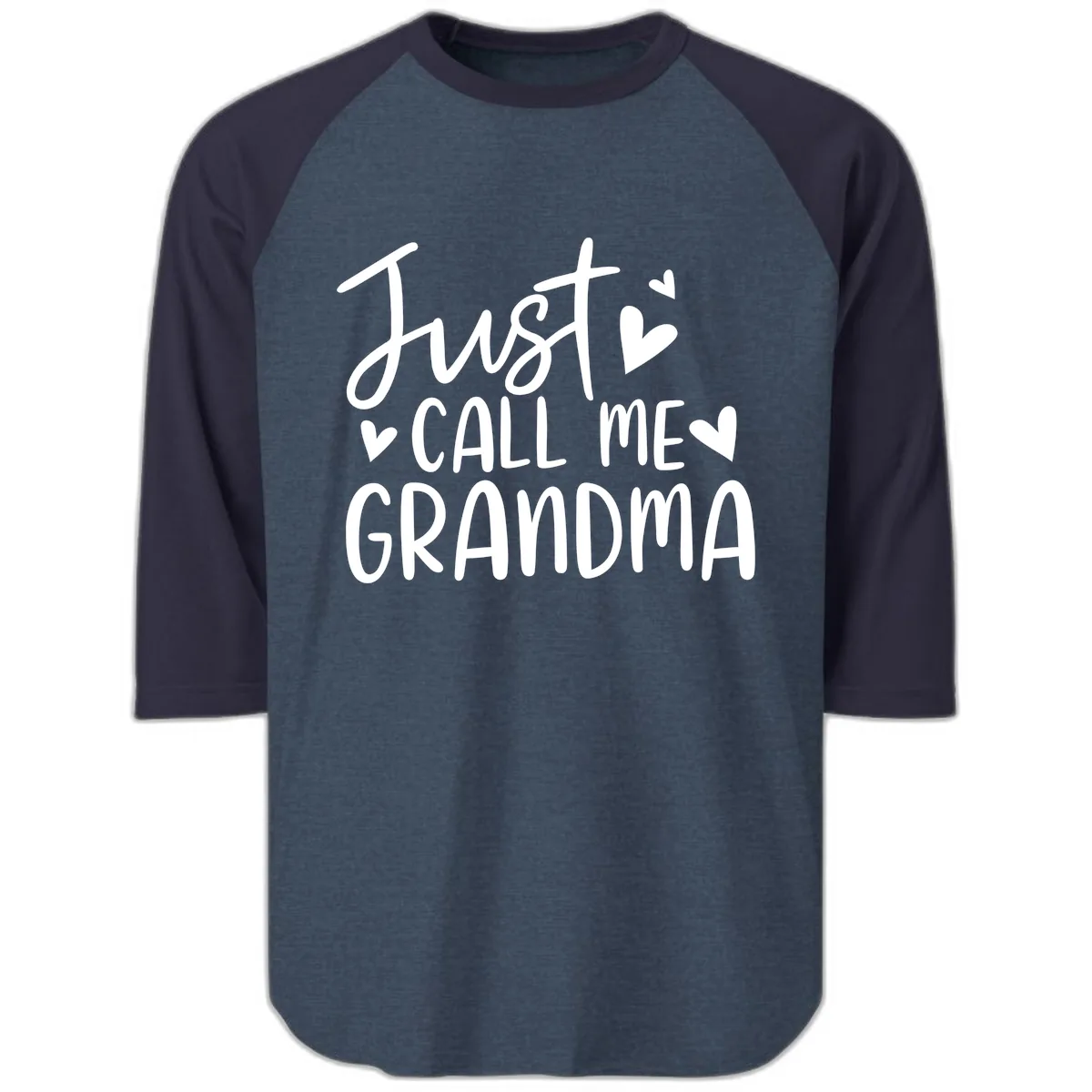 Just Call Me Grandma Raglan 3/4 in Heather Denim Navy
