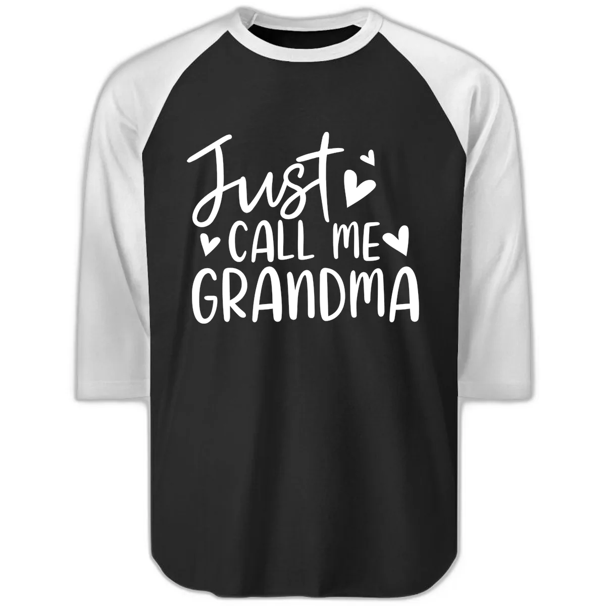 Just Call Me Grandma Raglan 3/4 in Black White