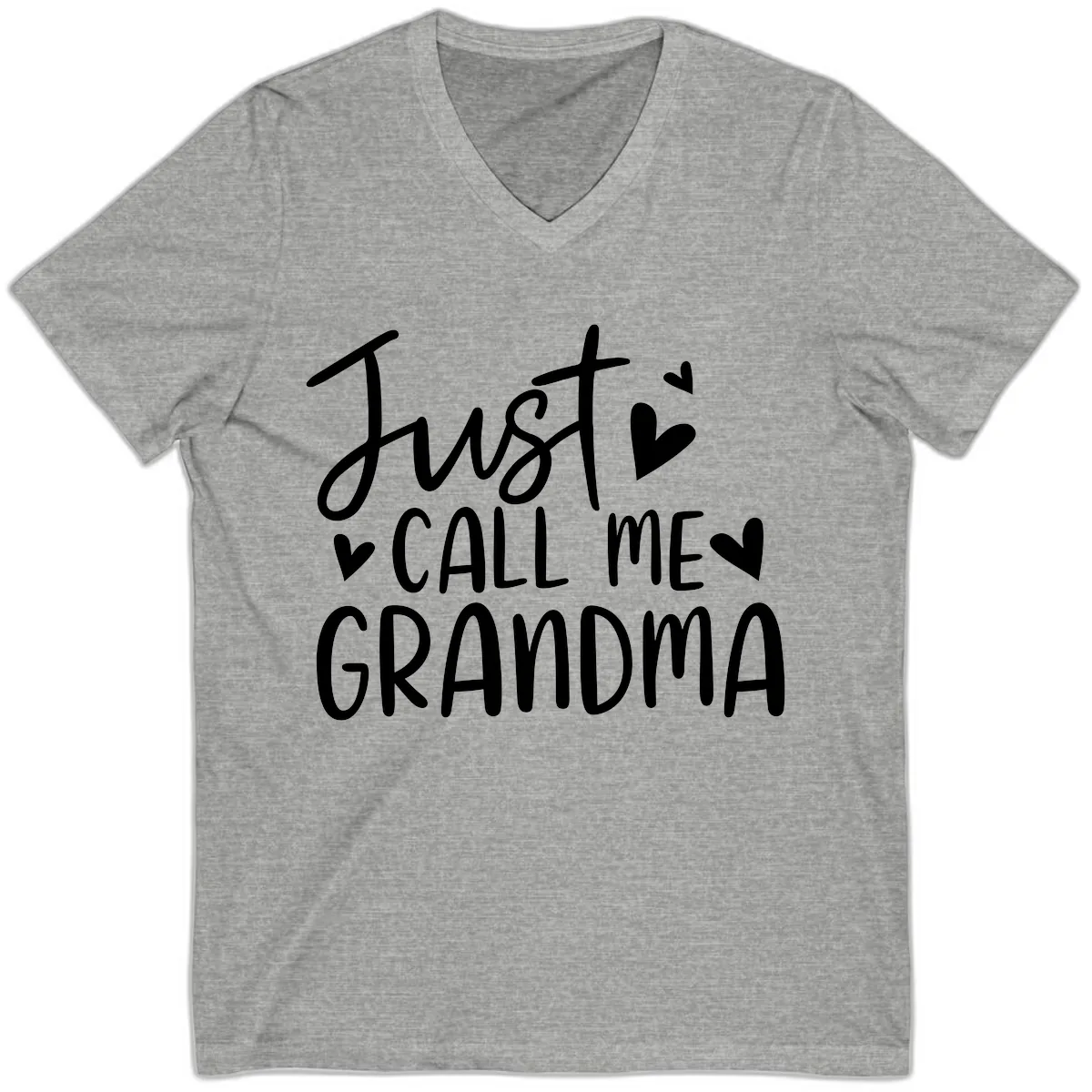 Just Call Me Grandma V-Neck in Athletic Heather