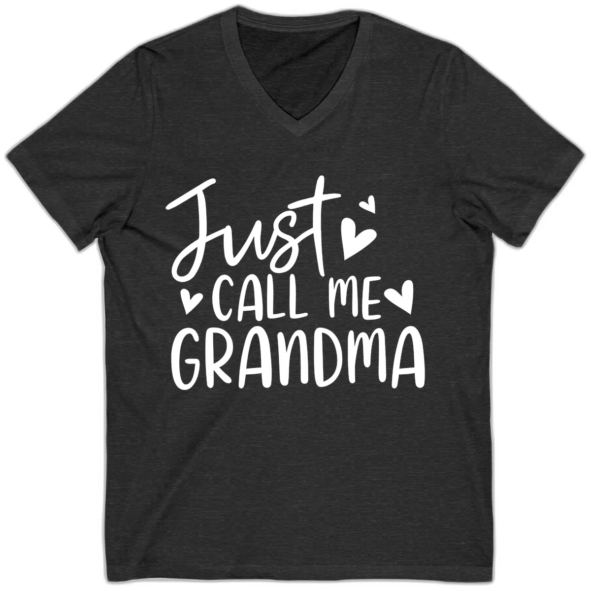 Just Call Me Grandma V-Neck in Dark Grey Heather