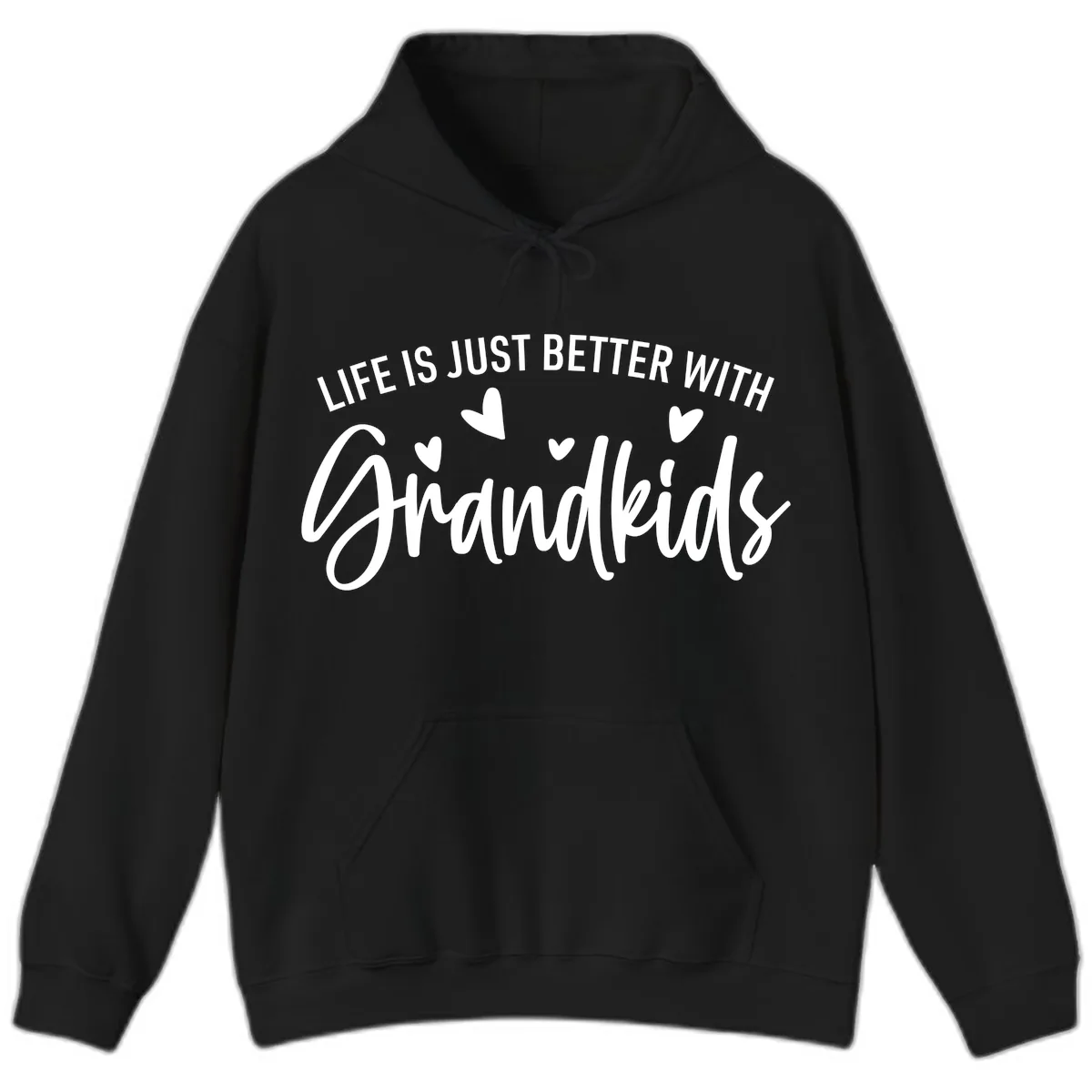 Life Is Just Better With Grandkids Typography Hoodie in Black