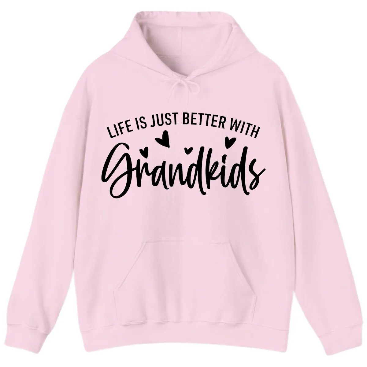 Life Is Just Better With Grandkids Typography Hoodie in Light Pink