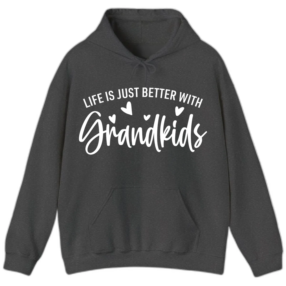 Life Is Just Better With Grandkids Typography Hoodie in Dark Heather
