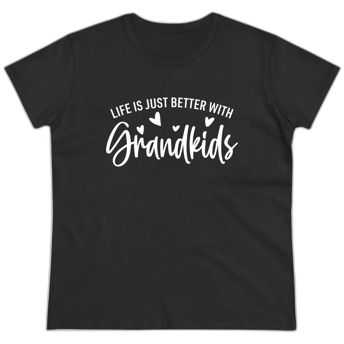 Life Is Just Better With Grandkids Typography Ladies Tee in Black
