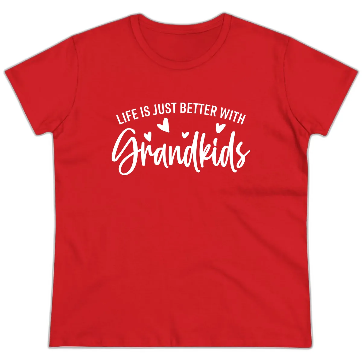 Life Is Just Better With Grandkids Typography Ladies Tee in Red
