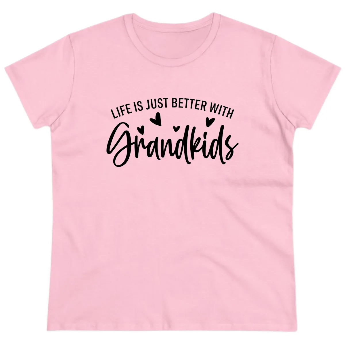 Life Is Just Better With Grandkids Typography Ladies Tee in Light Pink